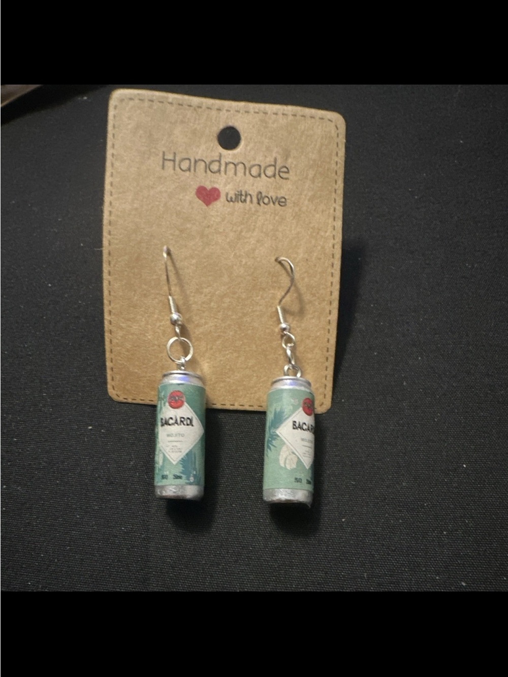 Handmade Mini Can Dangle Earrings in Green